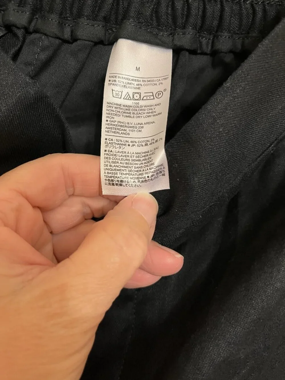 Banana Republic Linen-Blend Elastic Waist Wide-Leg Cropped Pants - Black (Medium
